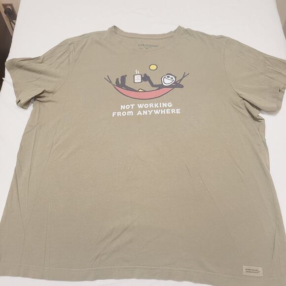 Life Is Good Shirt Mens XL Green Jake Not Working Anywhere Retire Crusher Lite - Picture 2 of 9